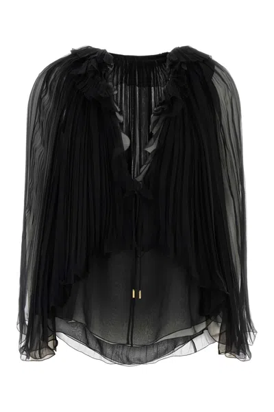 Alberta Ferretti Silk Crepe Blouse In Black