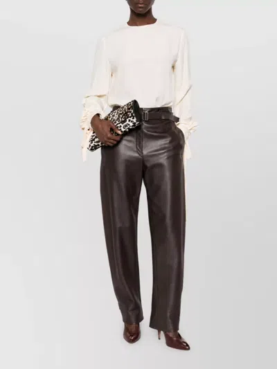 Alberta Ferretti Silk Crepe De Chine Long-sleeve Blouse In White