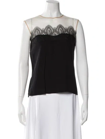 Pre-owned Alberta Ferretti Silk Crew Neck Blouse In Black