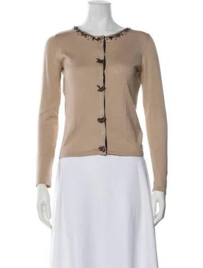 Pre-owned Alberta Ferretti Silk Crew Neck Sweater In Neutral