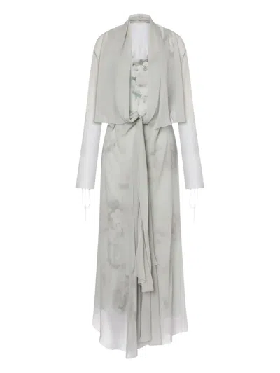 Alberta Ferretti Silk Dress In Gray