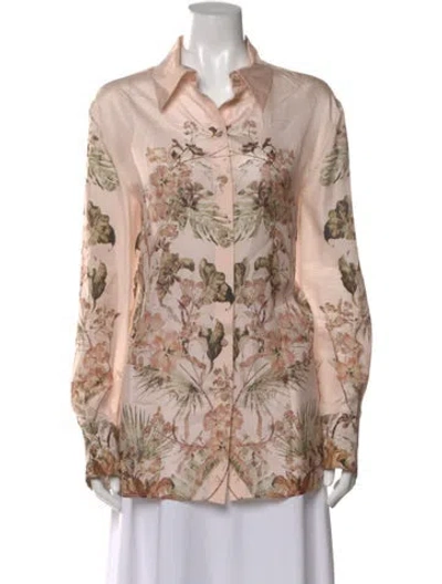 Pre-owned Alberta Ferretti Silk Floral Print Blouse In Pink