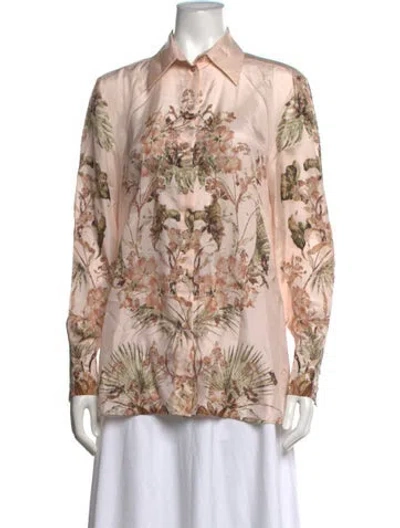 Pre-owned Alberta Ferretti Silk Floral Print Blouse W/ Tags In Pink