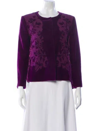 Pre-owned Alberta Ferretti Silk Floral Print Evening Jacket In Purple