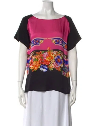 Pre-owned Alberta Ferretti Silk Floral Print Top In Multi