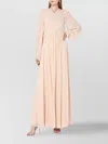 Alberta Ferretti Silk Georgette Draped Detailing Floor-length Dress In Pink