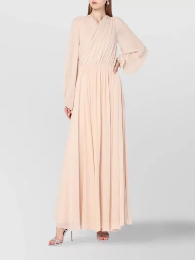 ALBERTA FERRETTI SILK GEORGETTE DRAPED DETAILING FLOOR-LENGTH DRESS