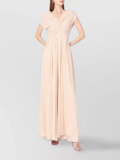 Alberta Ferretti Light Pink Dress In Silk Georgette Women In Neutral