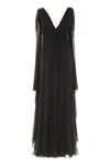 Alberta Ferretti Crystal-embellished Gown In Black