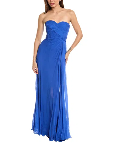 Alberta Ferretti Organic Chiffon Long Dress In Blue