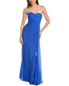 Alberta Ferretti Organic Chiffon Long Dress In Blue