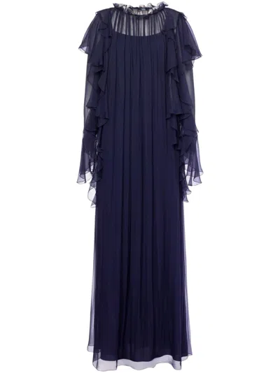 Alberta Ferretti Silk Gown In Blue