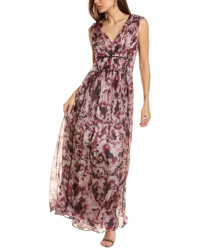 Alberta Ferretti Woman Maxi Dress Burgundy Size 10 Silk In Multi
