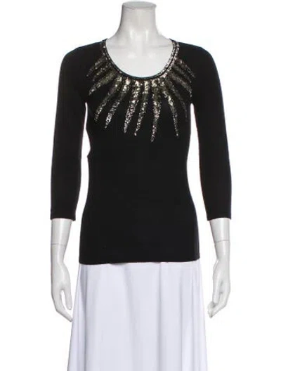 Pre-owned Alberta Ferretti Silk Graphic Print Top In Black