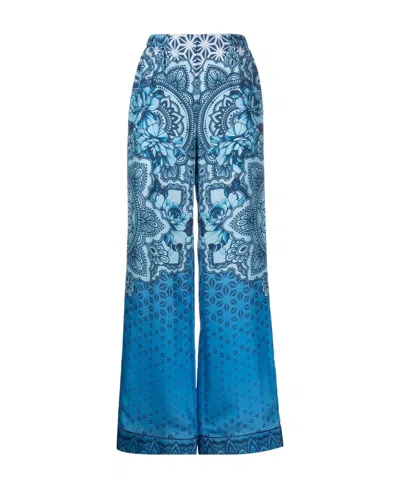 ALBERTA FERRETTI SILK GRAPHIC-PRINT WIDE-LEG TROUSERS
