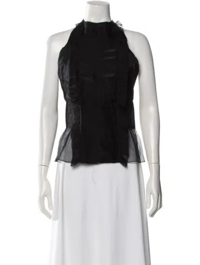 Pre-owned Alberta Ferretti Silk Halterneck Blouse In Black