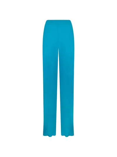 Alberta Ferretti Silk High-waisted Trousers In Blue