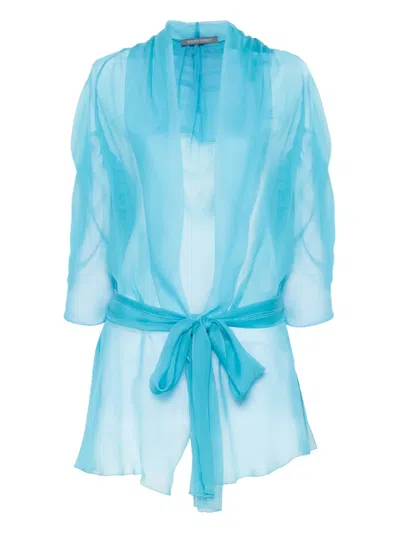 Alberta Ferretti Silk Jacket In Blue