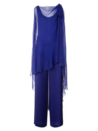 Alberta Ferretti Silk Jumpsuit For Women In Animal Print