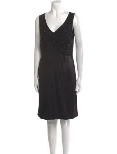 Pre-owned Alberta Ferretti Silk Knee-length Dress In Black