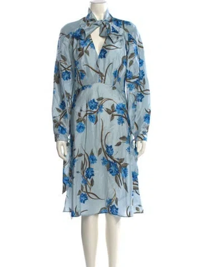 Pre-owned Alberta Ferretti Silk Knee-length Dress In Blue
