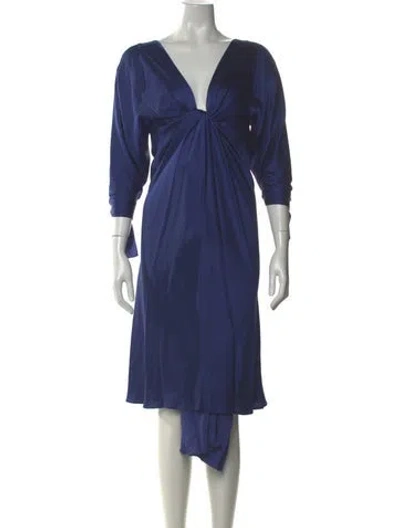Pre-owned Alberta Ferretti Silk Knee-length Dress In Blue