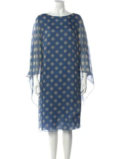 Pre-owned Alberta Ferretti Silk Knee-length Dress In Blue