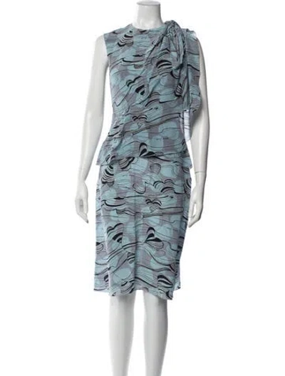 Pre-owned Alberta Ferretti Silk Knee-length Dress In Blue
