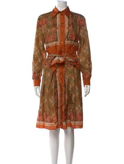 Pre-owned Alberta Ferretti Silk Knee-length Dress In Brown