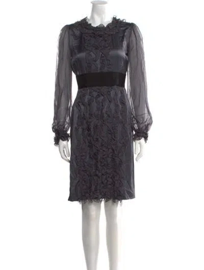 Pre-owned Alberta Ferretti Silk Knee-length Dress In Gray