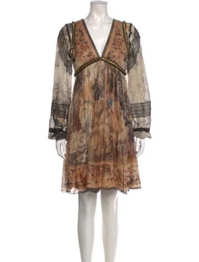 Pre-owned Alberta Ferretti Silk Knee-length Dress In Neutral