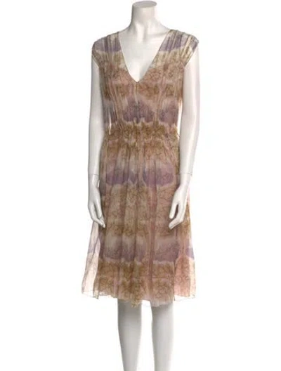 Pre-owned Alberta Ferretti Silk Knee-length Dress In Neutral