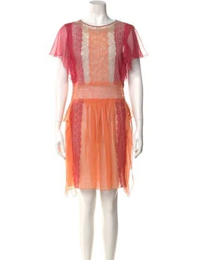 Pre-owned Alberta Ferretti Silk Knee-length Dress In Orange