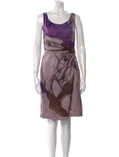 Pre-owned Alberta Ferretti Silk Knee-length Dress In Purple