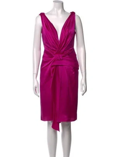 Pre-owned Alberta Ferretti Silk Knee-length Dress In Purple