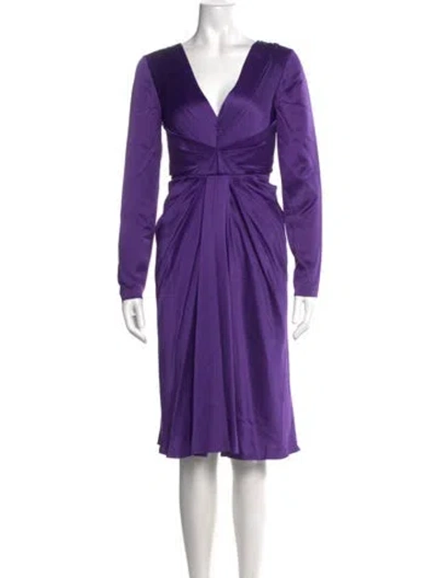 Pre-owned Alberta Ferretti Silk Knee-length Dress In Purple