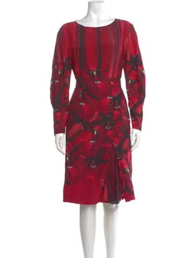 Pre-owned Alberta Ferretti Silk Knee-length Dress In Red