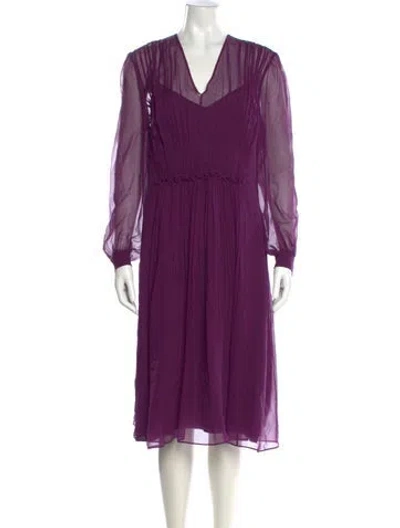 Pre-owned Alberta Ferretti Silk Knee-length Dress W/ Tags In Purple