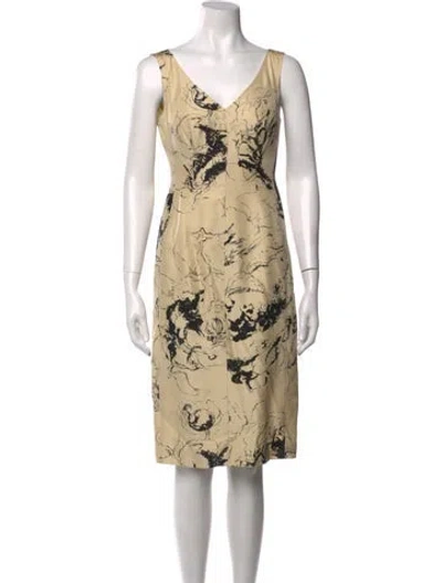 Pre-owned Alberta Ferretti Silk Knee-length Dress In Yellow