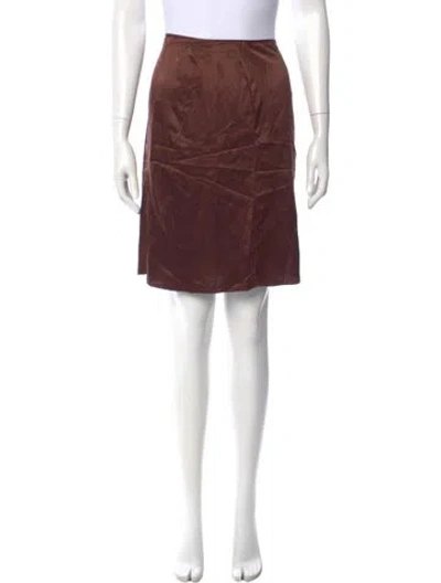 Pre-owned Alberta Ferretti Silk Knee-length Skirt In Brown