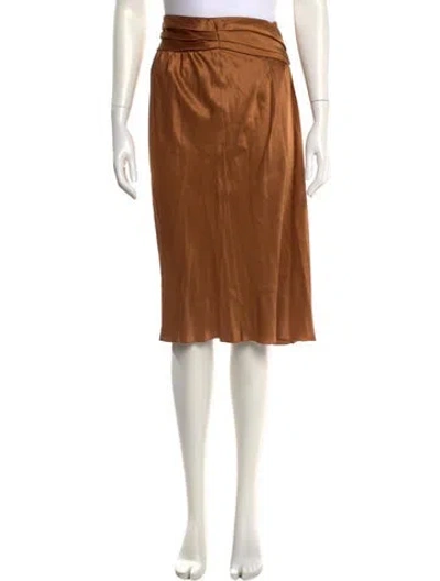 Pre-owned Alberta Ferretti Silk Knee-length Skirt In Brown