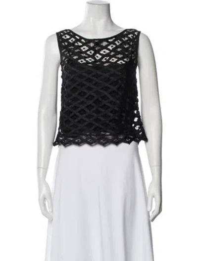 Pre-owned Alberta Ferretti Silk Lace Pattern Top In Black