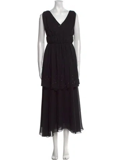 Pre-owned Alberta Ferretti Silk Long Dress In Black