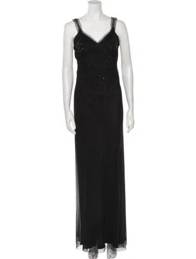 Pre-owned Alberta Ferretti Silk Long Dress In Black