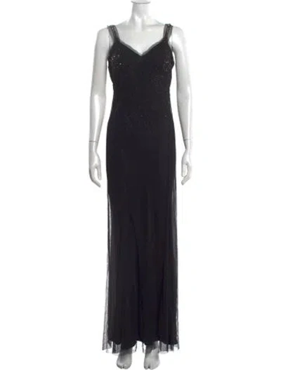 Pre-owned Alberta Ferretti Silk Long Dress In Black