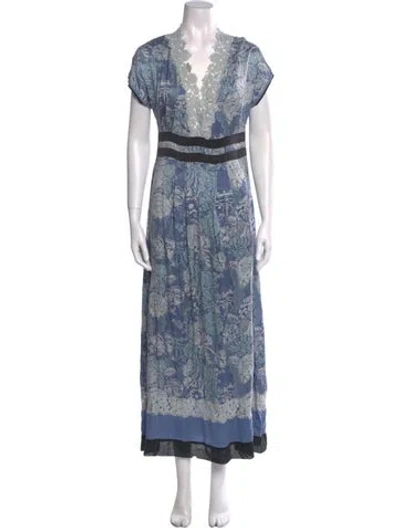 Pre-owned Alberta Ferretti Silk Long Dress In Blue