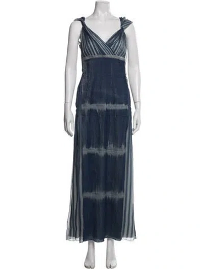 Pre-owned Alberta Ferretti Silk Long Dress In Blue