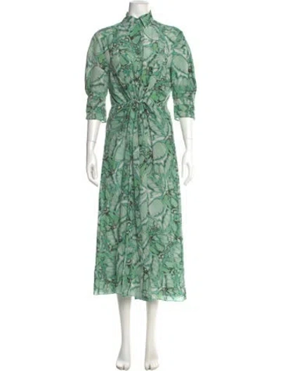 Pre-owned Alberta Ferretti Silk Long Dress In Green