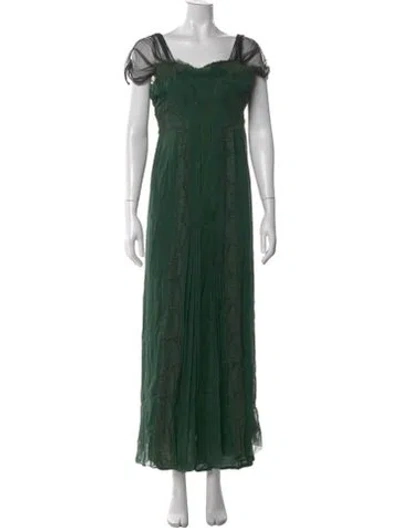 Pre-owned Alberta Ferretti Silk Long Dress In Green