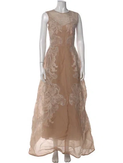 Pre-owned Alberta Ferretti Silk Long Dress In Neutral